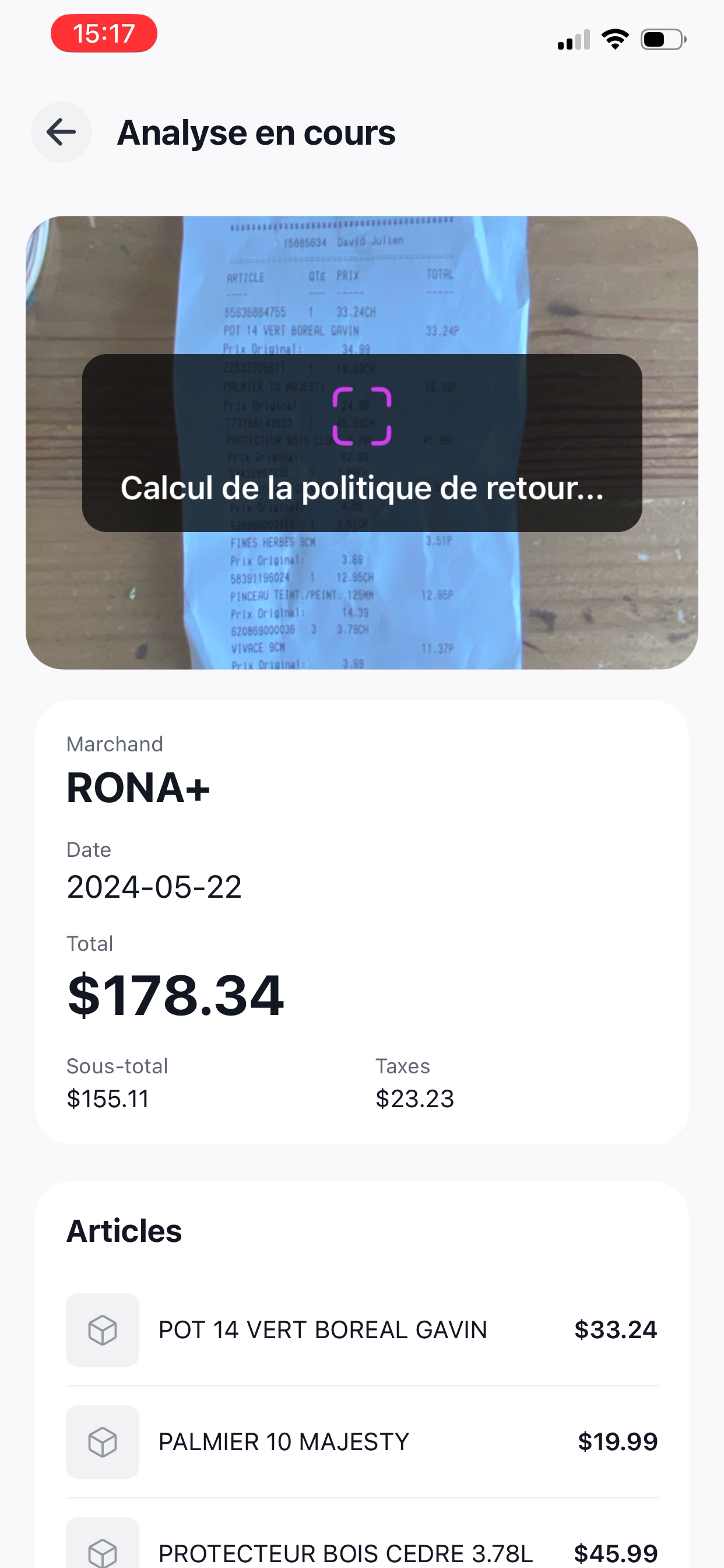 Informations extraites par ReFound